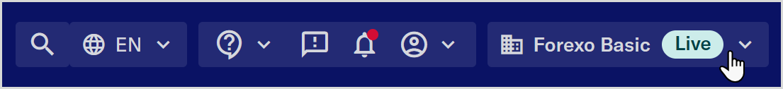 Maxsight header bar showing language, account, and institution options.
