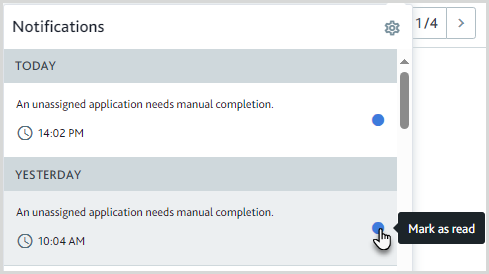 Notification message highlighting the read indicator toggle option.