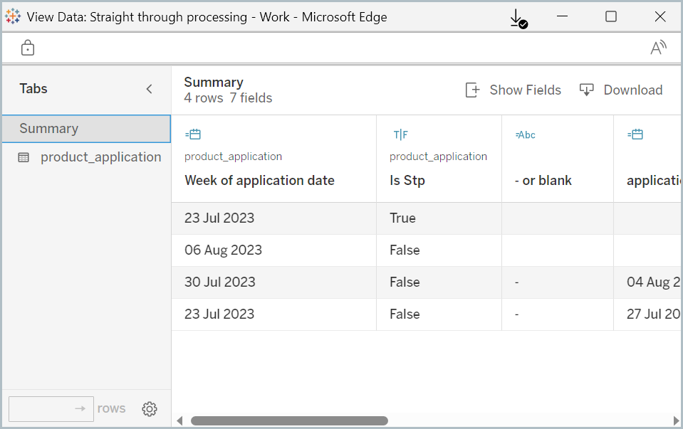 View data dialog