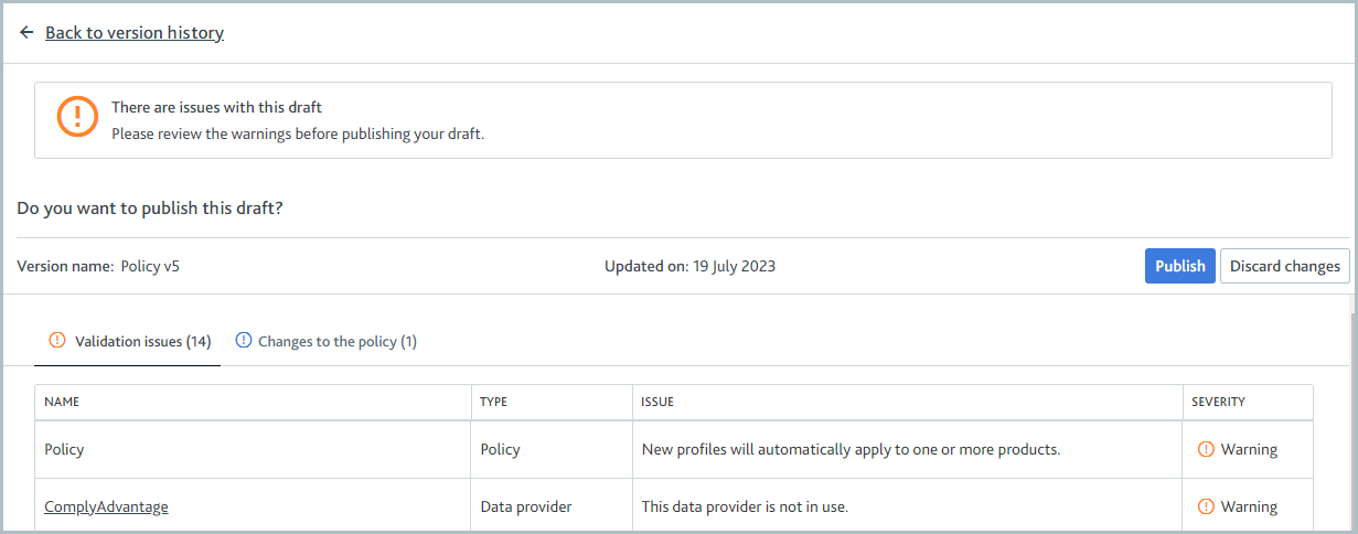 Draft policy details.