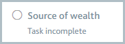 Task indicator in profile sidebar showing that the task is incomplete.