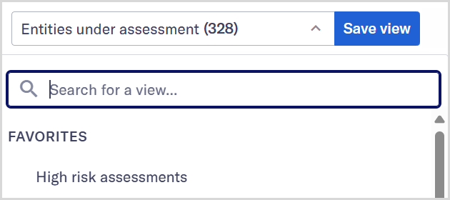 Entity_management_Favorite_views.png View selection drop-down menu showing starred favorite view.