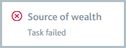 Task indicator in profile sidebar showing that the task has failed.