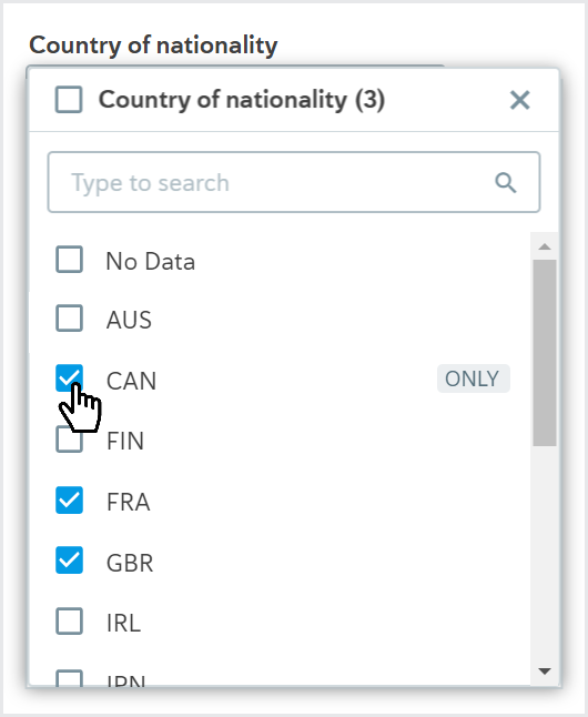 Reporting_Country of nationality filter