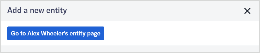 Confirmation message box displayed when a new individual entity is successfully added to Maxsight.