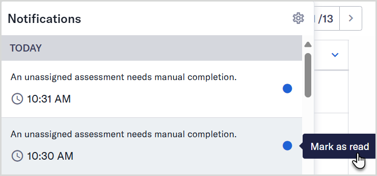 Notification message highlighting the read indicator toggle option.