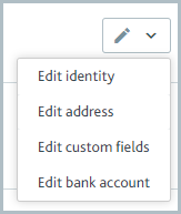 Edit profile data drop-down menu