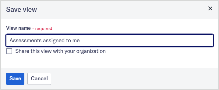 Save view dialog.